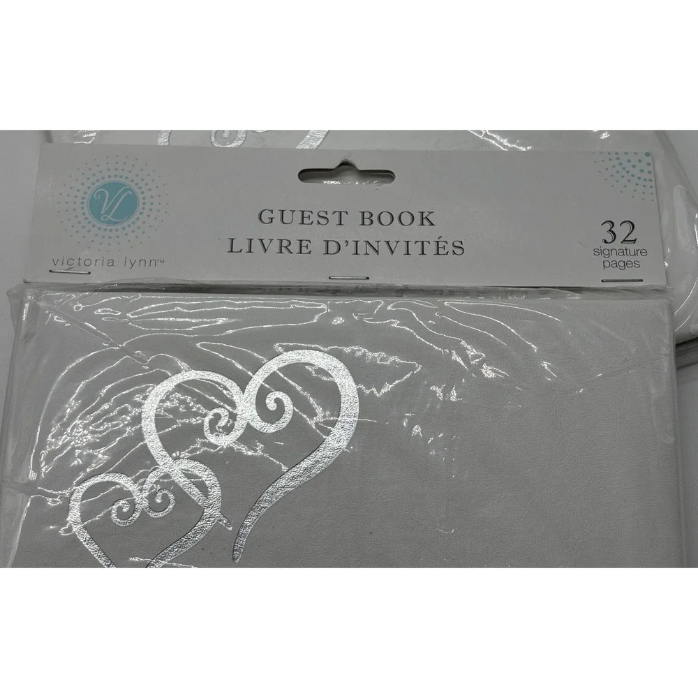 Victoria Lynn Linked Hearts Wedding Guest Book White Silver 32 Pages Bulk 4 Lot